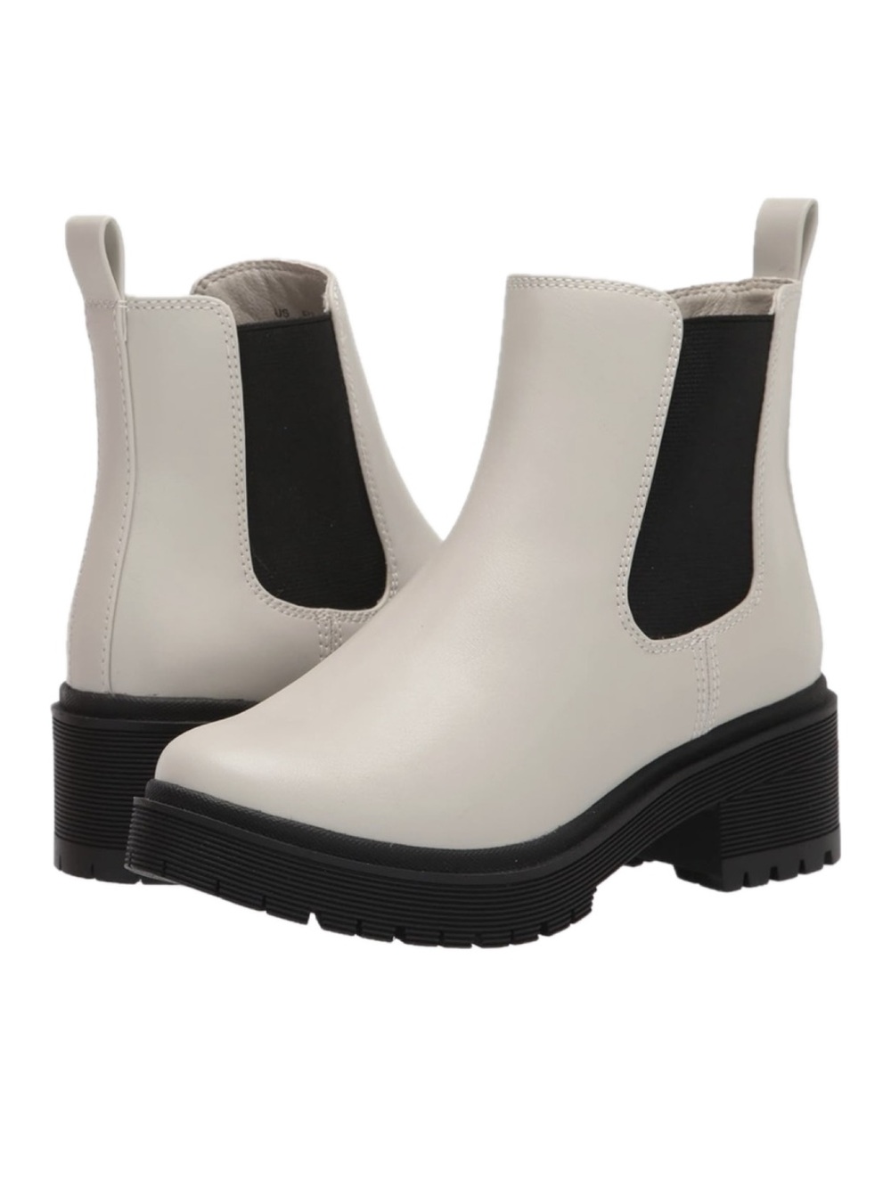 Cream Chelsea Boots Size 7.5 Chunky Lug Sole Platform Ankle Booties